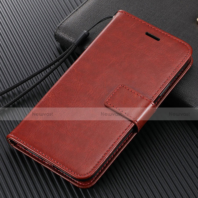 Leather Case Stands Flip Cover T14 Holder for Xiaomi Mi Note 10 Brown