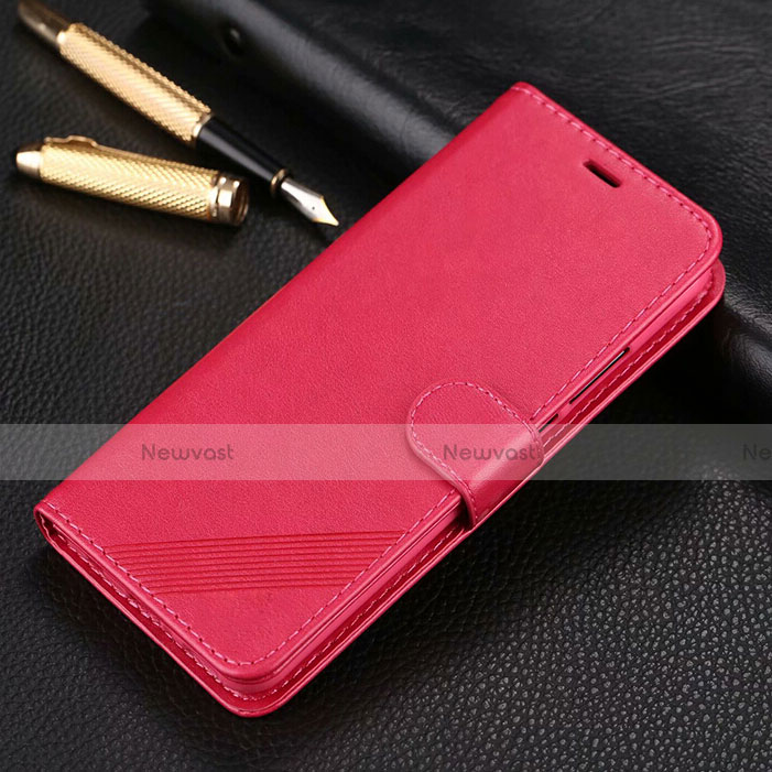 Leather Case Stands Flip Cover T14 Holder for Xiaomi Redmi Note 8 Pro Hot Pink