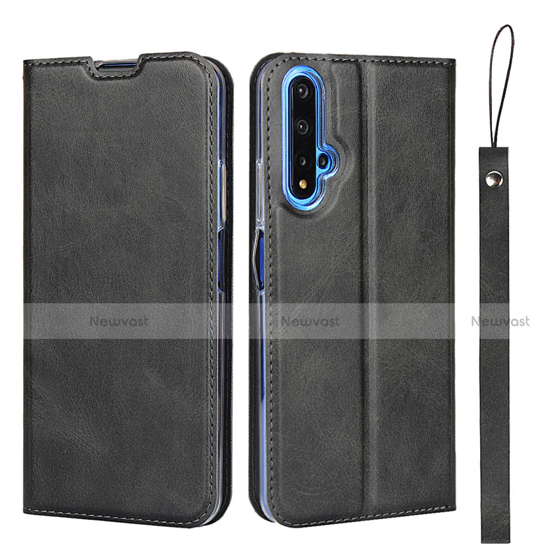 Leather Case Stands Flip Cover T15 Holder for Huawei Honor 20 Black