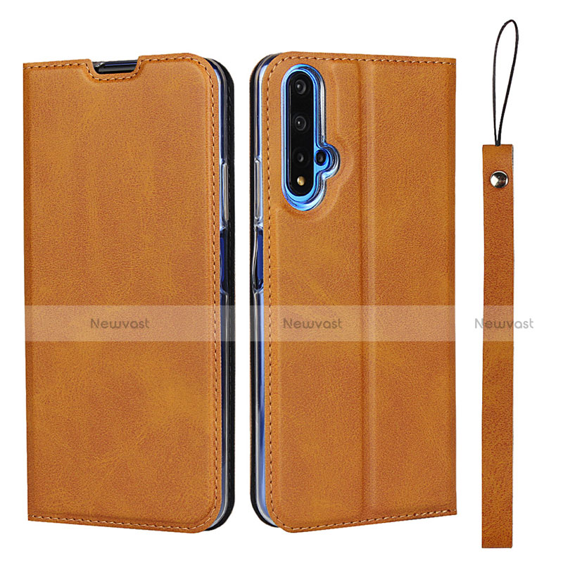 Leather Case Stands Flip Cover T15 Holder for Huawei Honor 20 Orange