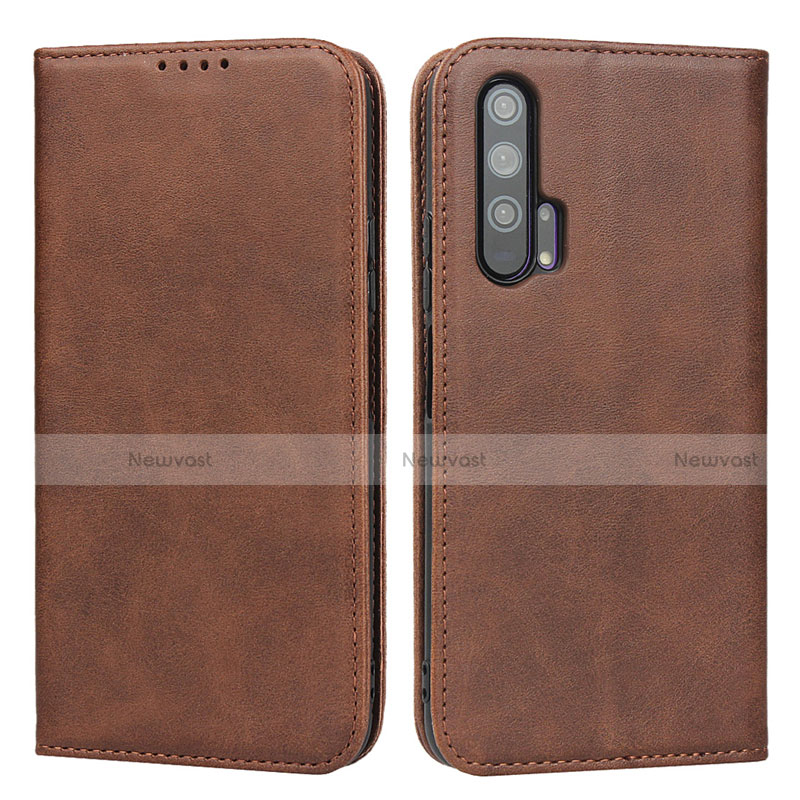 Leather Case Stands Flip Cover T15 Holder for Huawei Honor 20 Pro Brown