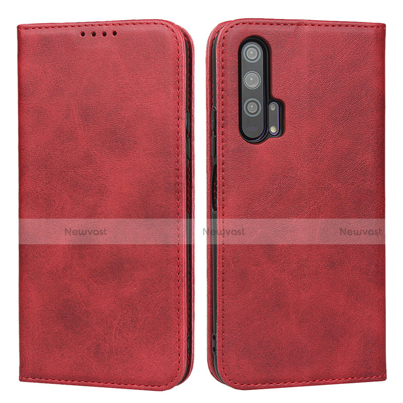 Leather Case Stands Flip Cover T15 Holder for Huawei Honor 20 Pro Red