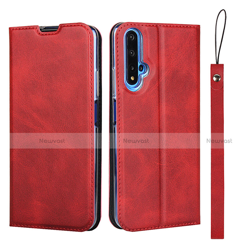 Leather Case Stands Flip Cover T15 Holder for Huawei Nova 5T Red