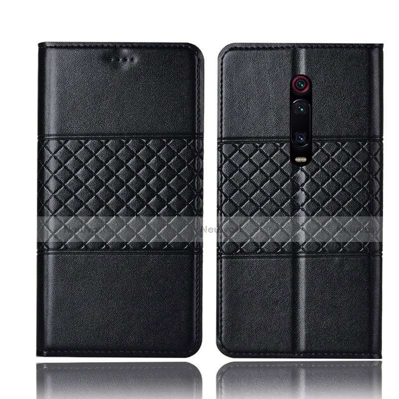 Leather Case Stands Flip Cover T15 Holder for Xiaomi Mi 9T Pro Black