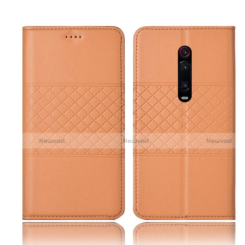 Leather Case Stands Flip Cover T15 Holder for Xiaomi Mi 9T Pro Orange