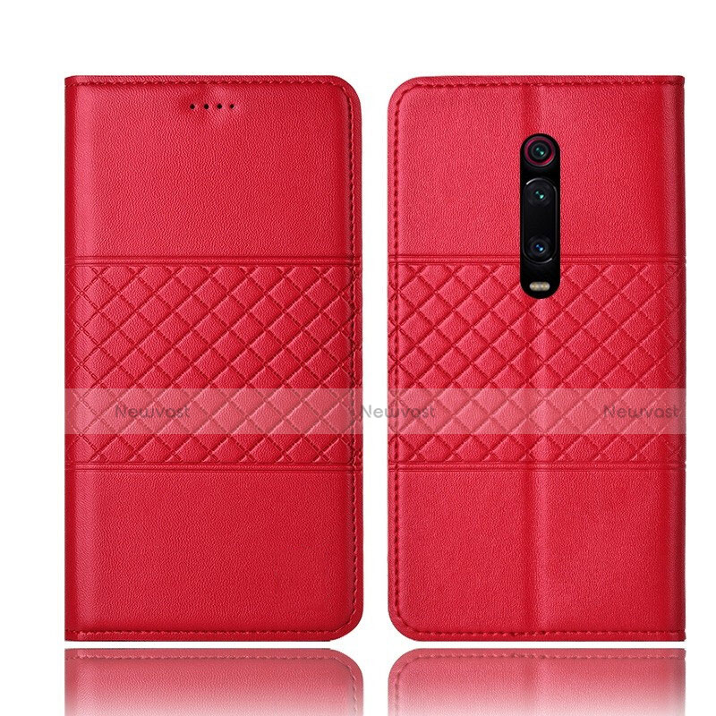 Leather Case Stands Flip Cover T15 Holder for Xiaomi Mi 9T Pro Red