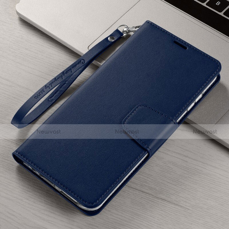 Leather Case Stands Flip Cover T15 Holder for Xiaomi Mi Note 10 Blue