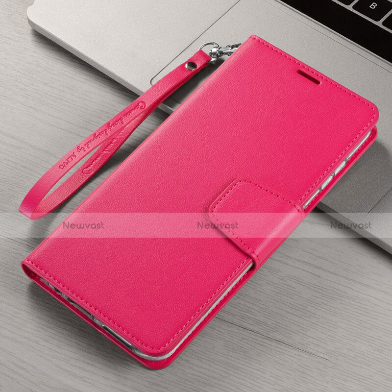 Leather Case Stands Flip Cover T15 Holder for Xiaomi Mi Note 10 Pro Hot Pink