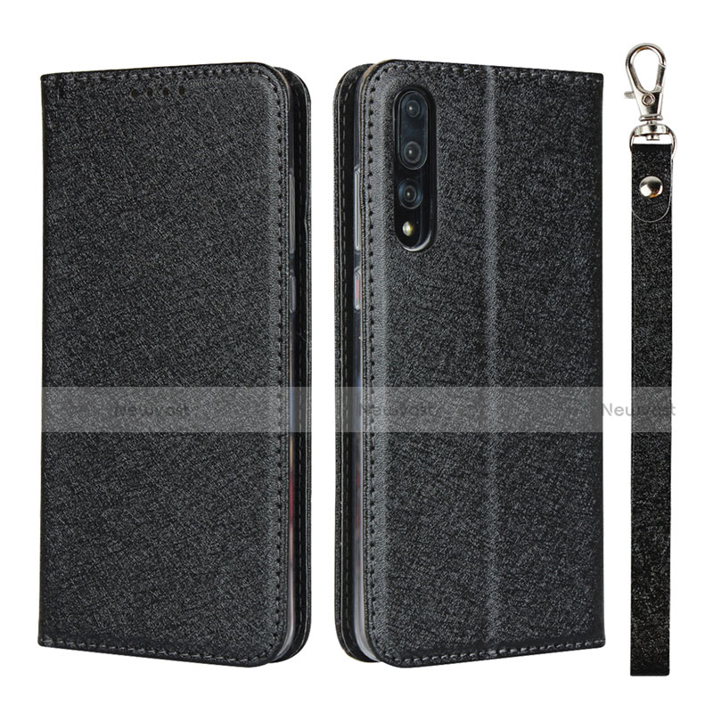 Leather Case Stands Flip Cover T16 Holder for Huawei P20 Pro Black