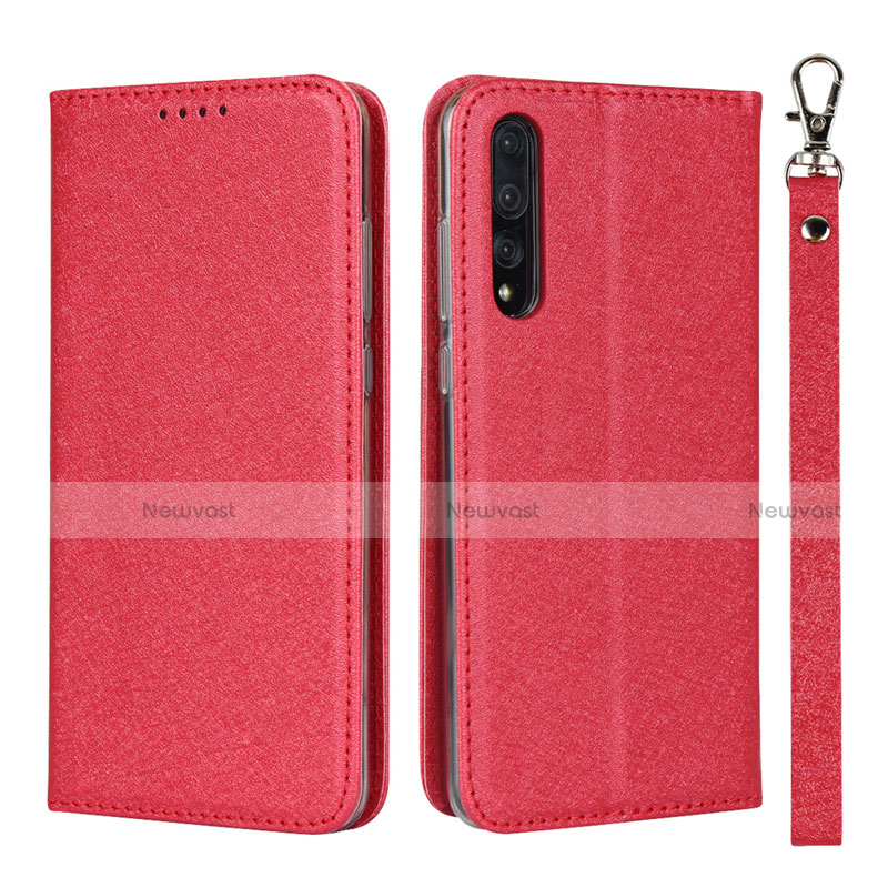 Leather Case Stands Flip Cover T16 Holder for Huawei P20 Pro Red
