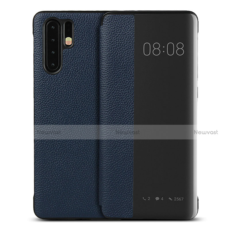 Leather Case Stands Flip Cover T16 Holder for Huawei P30 Pro New Edition Blue