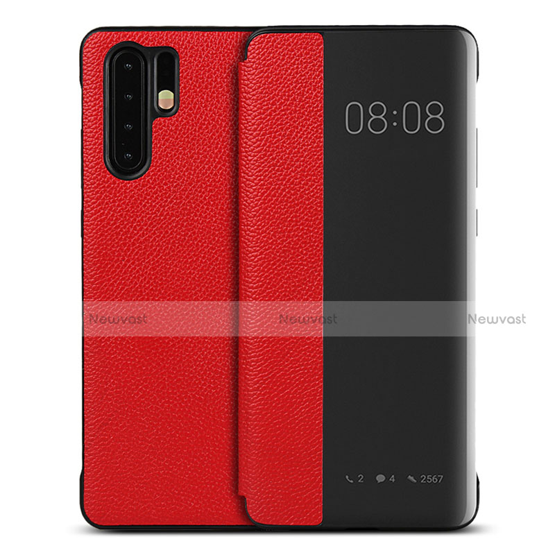 Leather Case Stands Flip Cover T16 Holder for Huawei P30 Pro New Edition Red