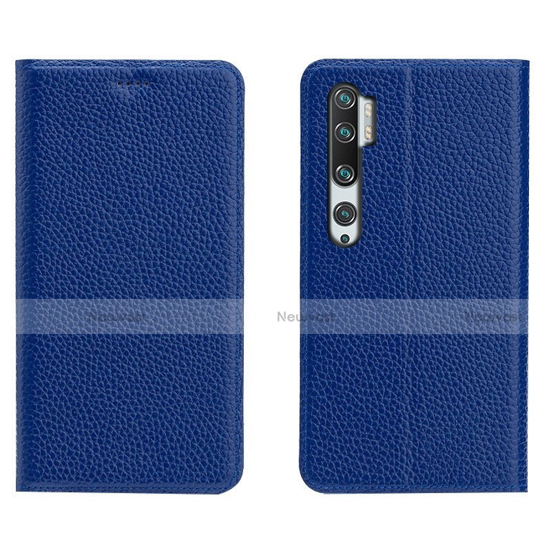Leather Case Stands Flip Cover T16 Holder for Xiaomi Mi Note 10 Blue