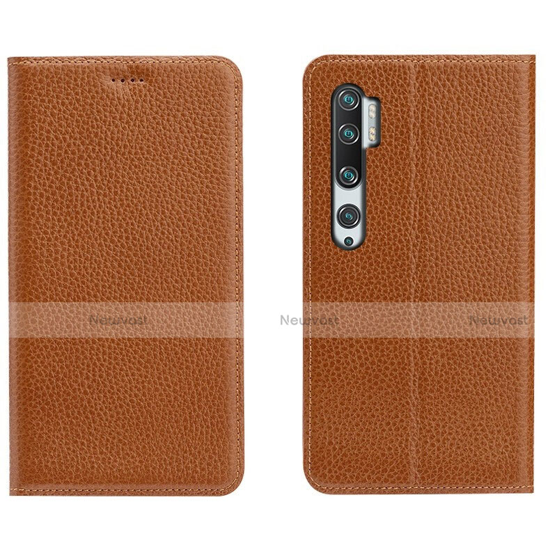 Leather Case Stands Flip Cover T16 Holder for Xiaomi Mi Note 10 Pro Orange