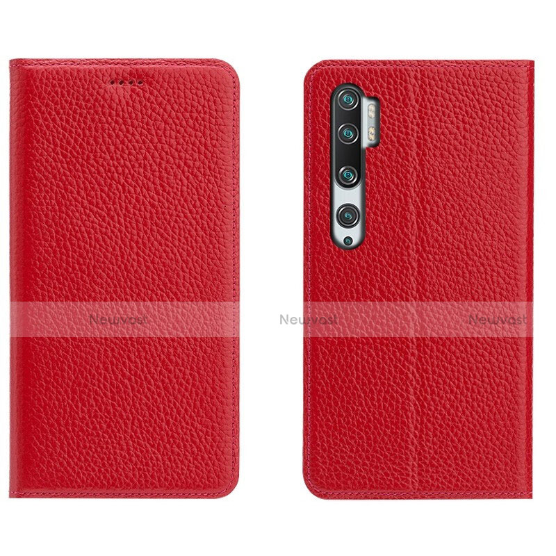 Leather Case Stands Flip Cover T16 Holder for Xiaomi Mi Note 10 Pro Red