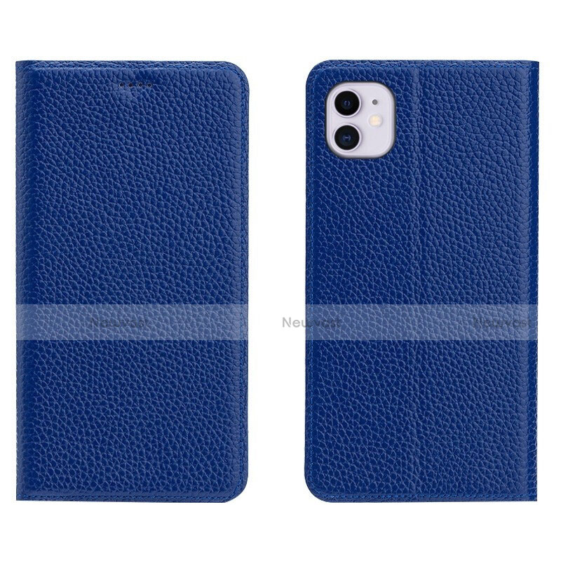 Leather Case Stands Flip Cover T17 Holder for Apple iPhone 11 Blue