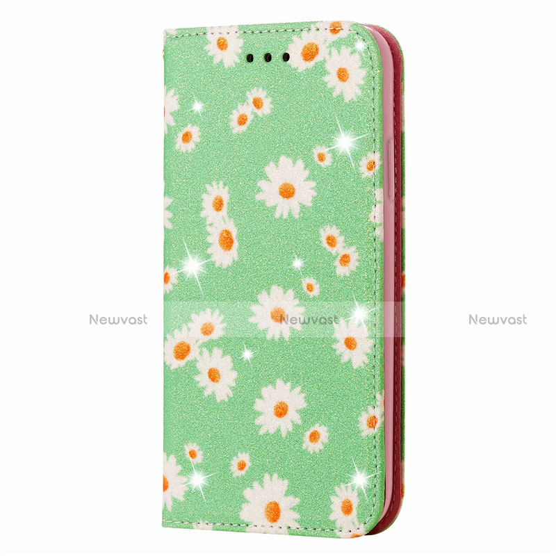 Leather Case Stands Flip Cover T17 Holder for Huawei P Smart (2020) Green