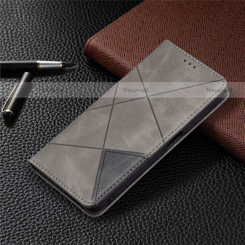 Leather Case Stands Flip Cover T17 Holder for Xiaomi Poco M3 Gray