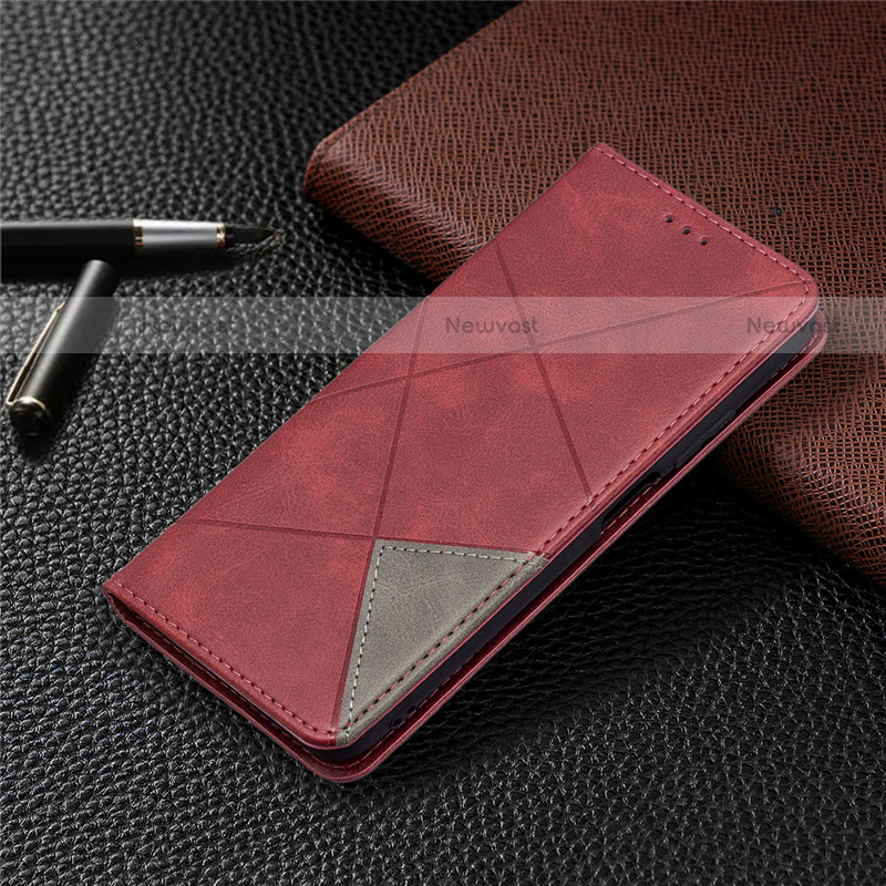 Leather Case Stands Flip Cover T17 Holder for Xiaomi Poco M3 Red