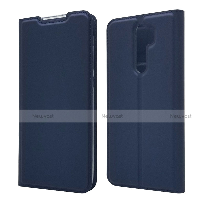 Leather Case Stands Flip Cover T18 Holder for Xiaomi Redmi Note 8 Pro Blue