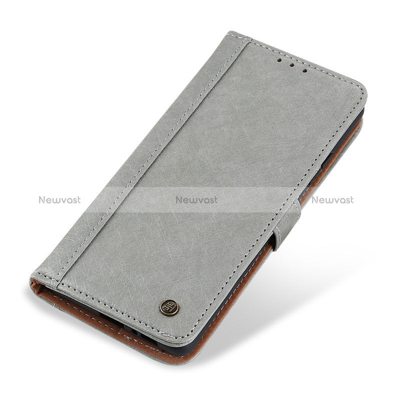 Leather Case Stands Flip Cover T19 Holder for Apple iPhone 14 Pro Max Gray