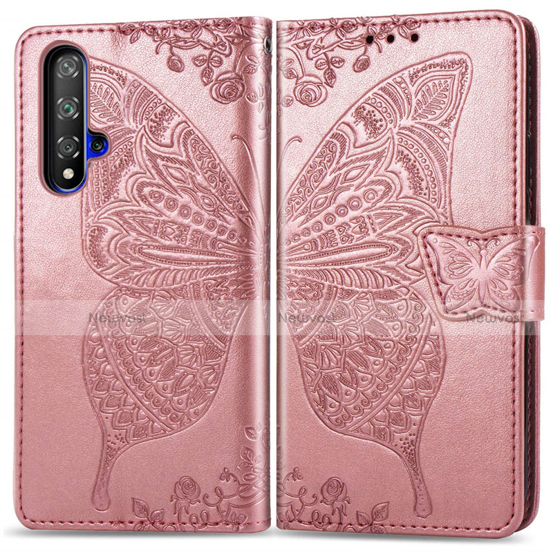 Leather Case Stands Flip Cover T19 Holder for Huawei Honor 20 Rose Gold
