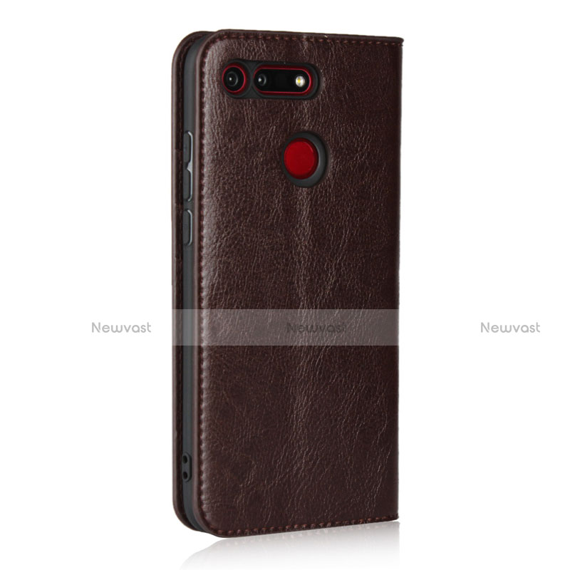 Leather Case Stands Flip Cover T19 Holder for Huawei Honor View 20 Brown