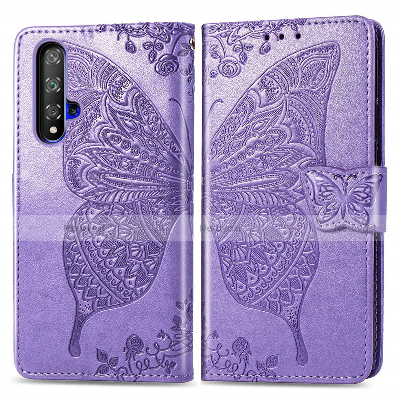 Leather Case Stands Flip Cover T19 Holder for Huawei Nova 5T Purple