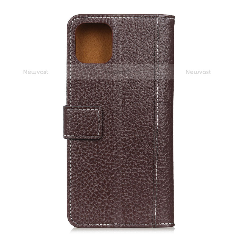 Leather Case Stands Flip Cover T19 Holder for Xiaomi Mi 11 Lite 5G Brown