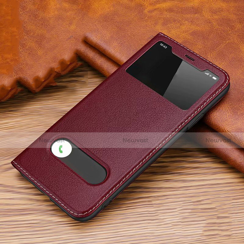 Leather Case Stands Flip Cover T20 Holder for Apple iPhone 11 Pro Max Red Wine