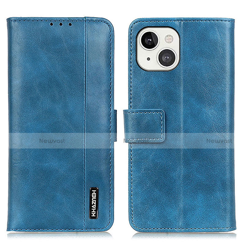 Leather Case Stands Flip Cover T20 Holder for Apple iPhone 13 Mini Blue