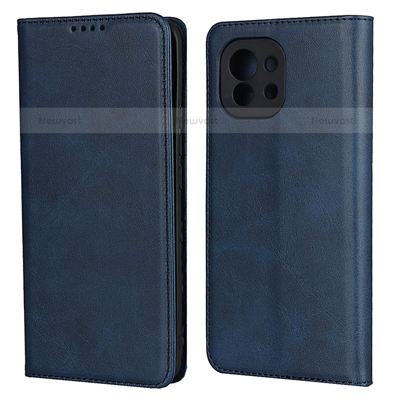 Leather Case Stands Flip Cover T20 Holder for Xiaomi Mi 11 5G Blue