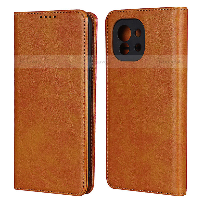 Leather Case Stands Flip Cover T20 Holder for Xiaomi Mi 11 Lite 5G NE Light Brown