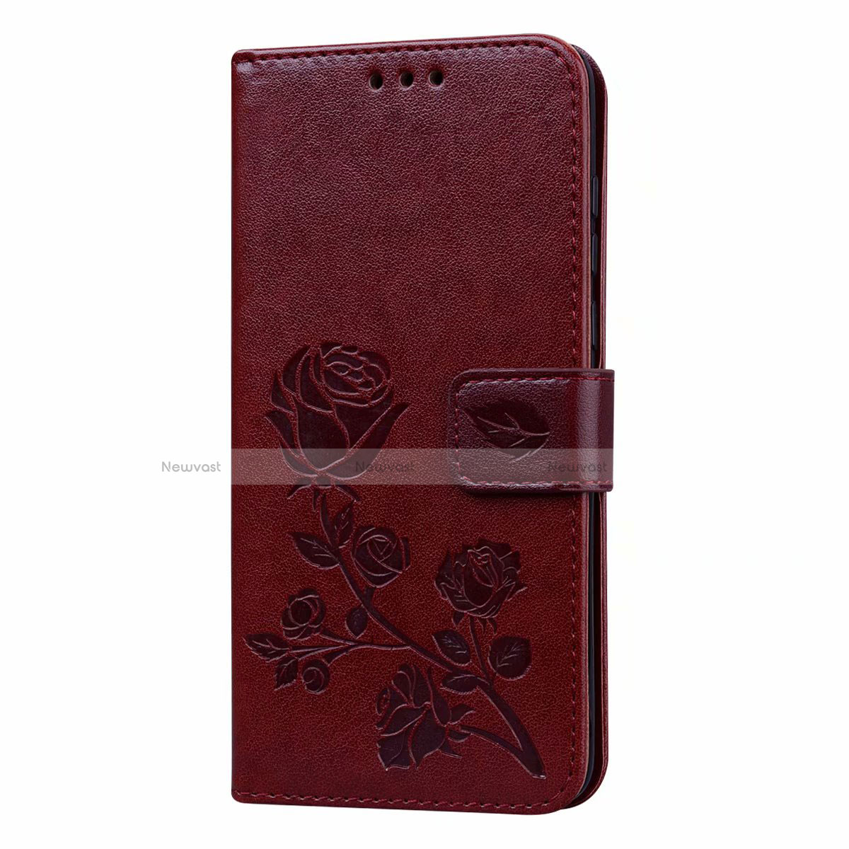 Leather Case Stands Flip Cover T21 Holder for Huawei P40 Brown