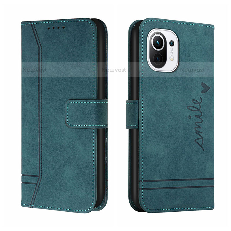 Leather Case Stands Flip Cover T22 Holder for Xiaomi Mi 11 Lite 5G Green