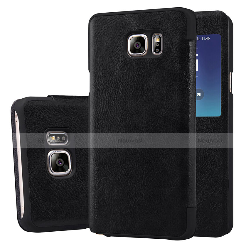 Leather Case Stands Flip Cover U01 for Samsung Galaxy S7 Edge G935F Black