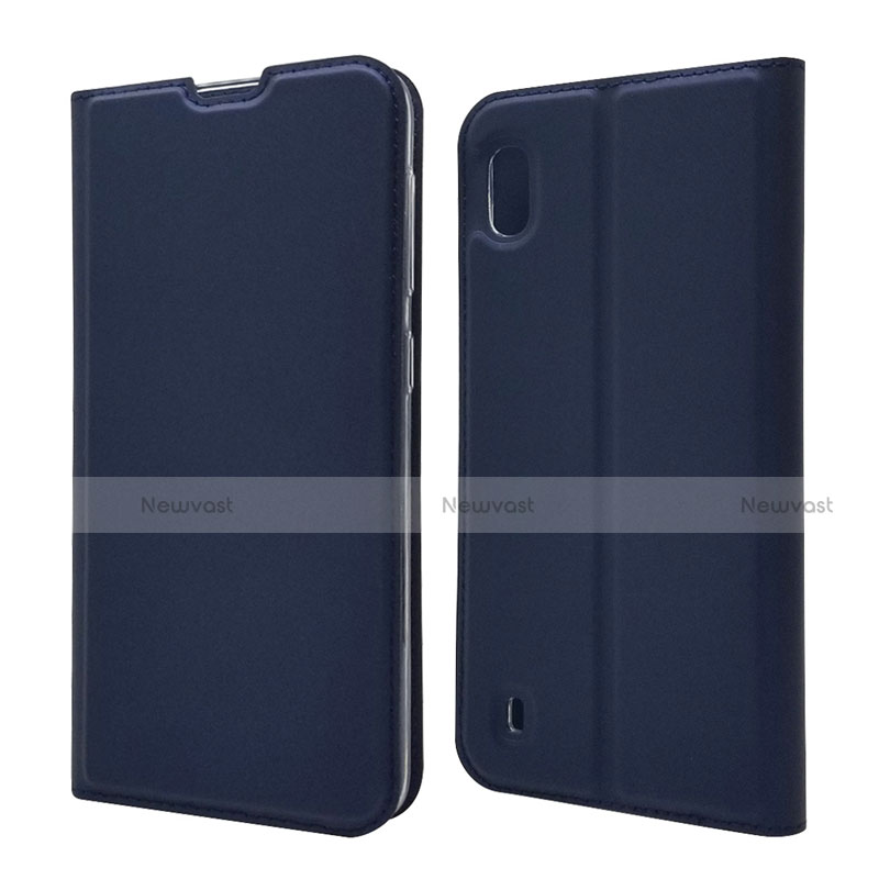 Leather Case Stands Flip Cover U01 Holder for Samsung Galaxy A10 Blue