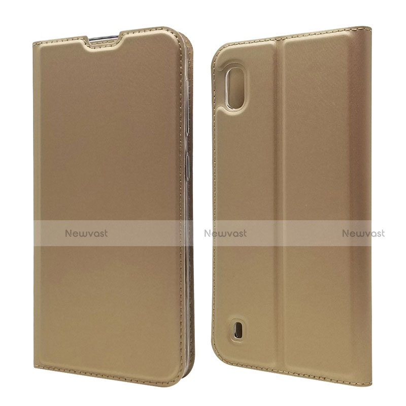 Leather Case Stands Flip Cover U01 Holder for Samsung Galaxy A10 Gold