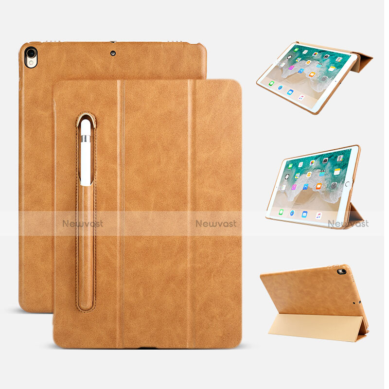 Leather Case Stands Flip Cover with Apple Pencil Holder for Apple iPad Pro 10.5 Brown