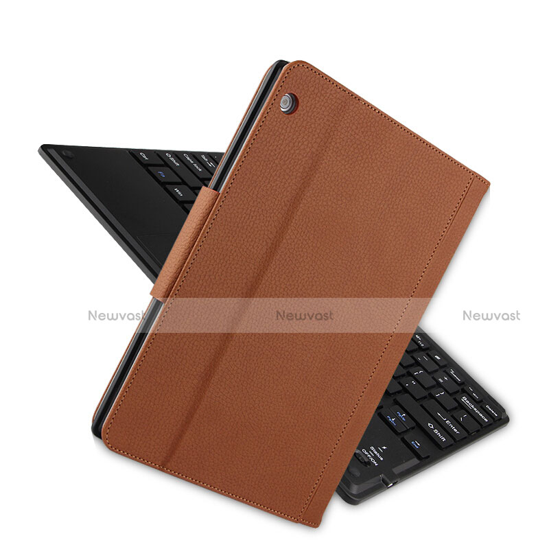 Leather Case Stands Flip Cover with Keyboard for Huawei MediaPad M3 Lite 10.1 BAH-W09 Brown