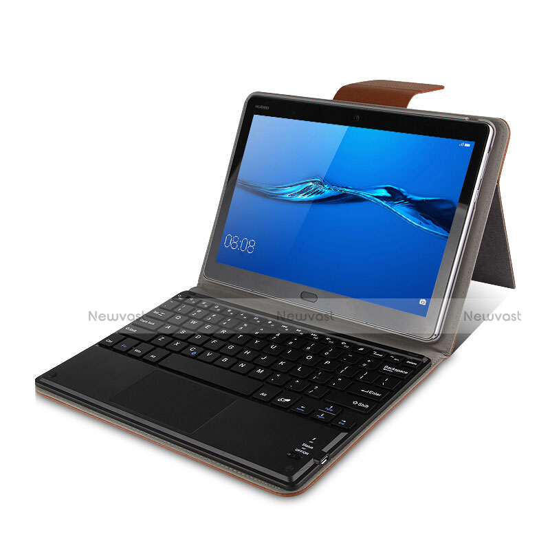 Leather Case Stands Flip Cover with Keyboard for Huawei MediaPad M3 Lite 10.1 BAH-W09 Brown