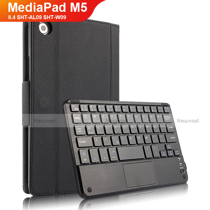 Leather Case Stands Flip Cover with Keyboard for Huawei MediaPad M5 8.4 SHT-AL09 SHT-W09 Black