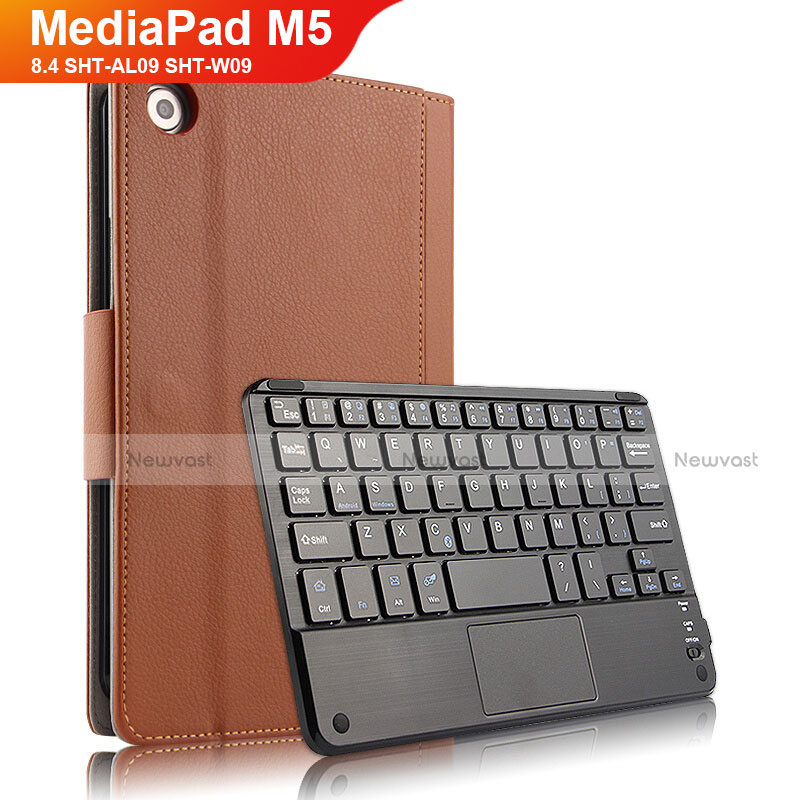 Leather Case Stands Flip Cover with Keyboard for Huawei MediaPad M5 8.4 SHT-AL09 SHT-W09 Brown