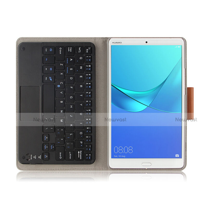 Leather Case Stands Flip Cover with Keyboard for Huawei MediaPad M5 8.4 SHT-AL09 SHT-W09 Brown