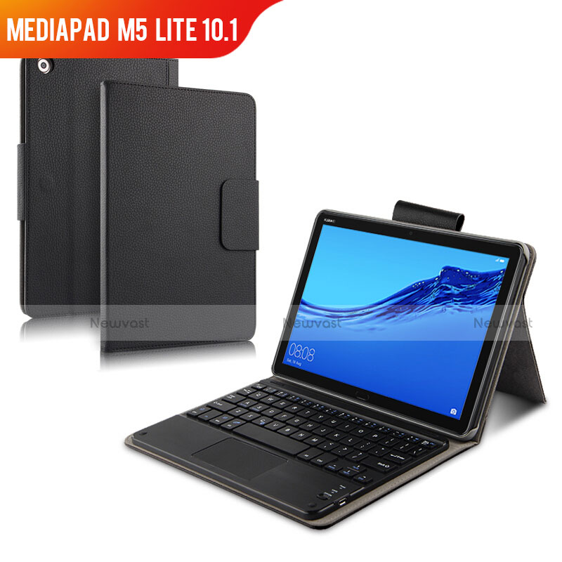 Leather Case Stands Flip Cover with Keyboard for Huawei MediaPad M5 Lite 10.1 Black