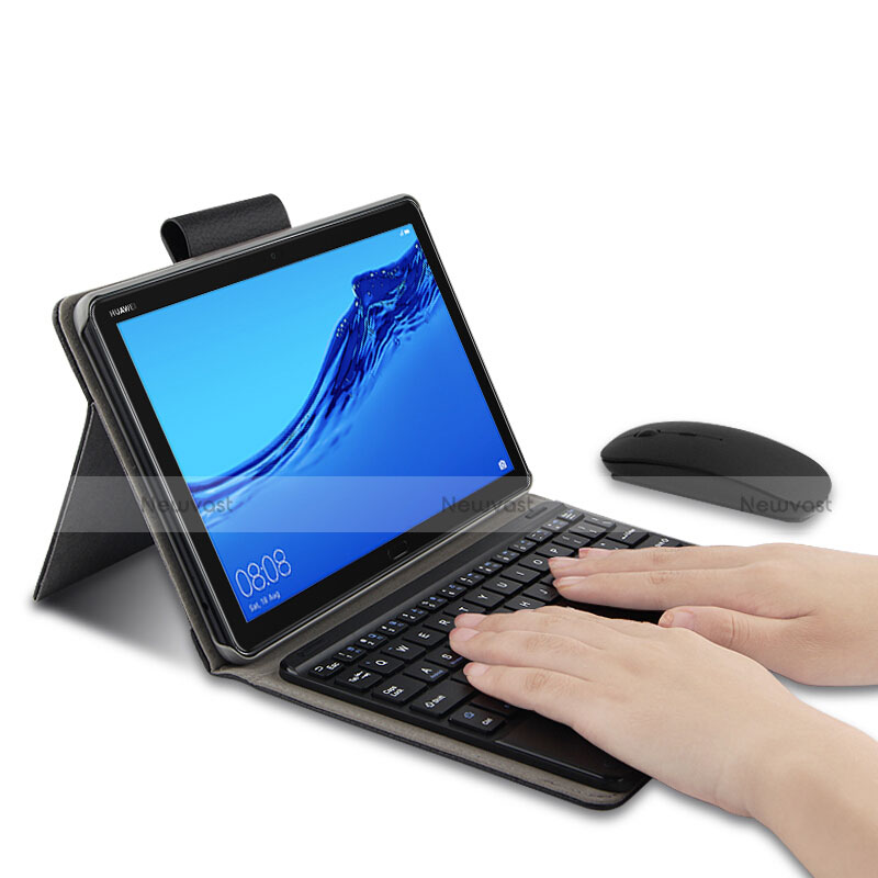 Leather Case Stands Flip Cover with Keyboard for Huawei MediaPad M5 Lite 10.1 Black