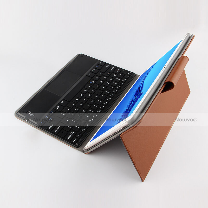 Leather Case Stands Flip Cover with Keyboard for Huawei MediaPad M5 Lite 10.1 Brown
