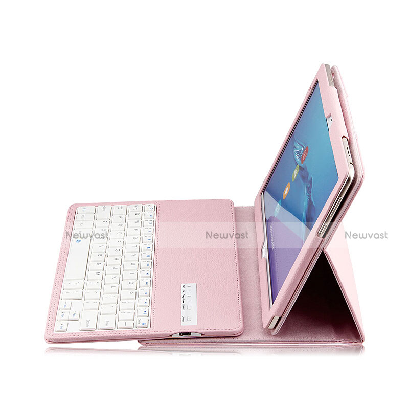 Leather Case Stands Flip Cover with Keyboard L01 for Huawei MediaPad M3 Lite 10.1 BAH-W09 Pink