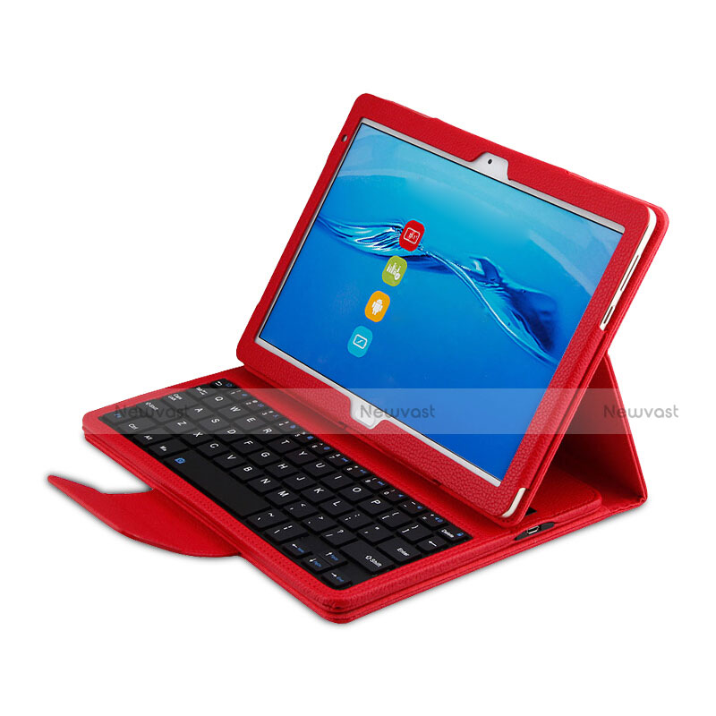 Leather Case Stands Flip Cover with Keyboard L01 for Huawei MediaPad M3 Lite 10.1 BAH-W09 Red