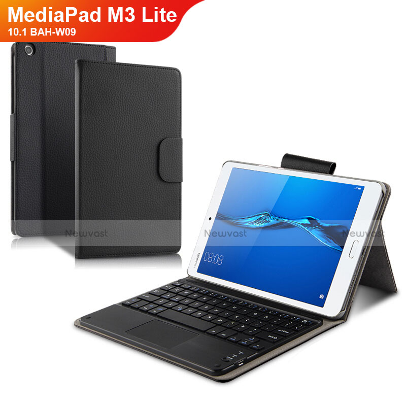 Leather Case Stands Flip Cover with Keyboard L02 for Huawei MediaPad M3 Lite 10.1 BAH-W09 Black